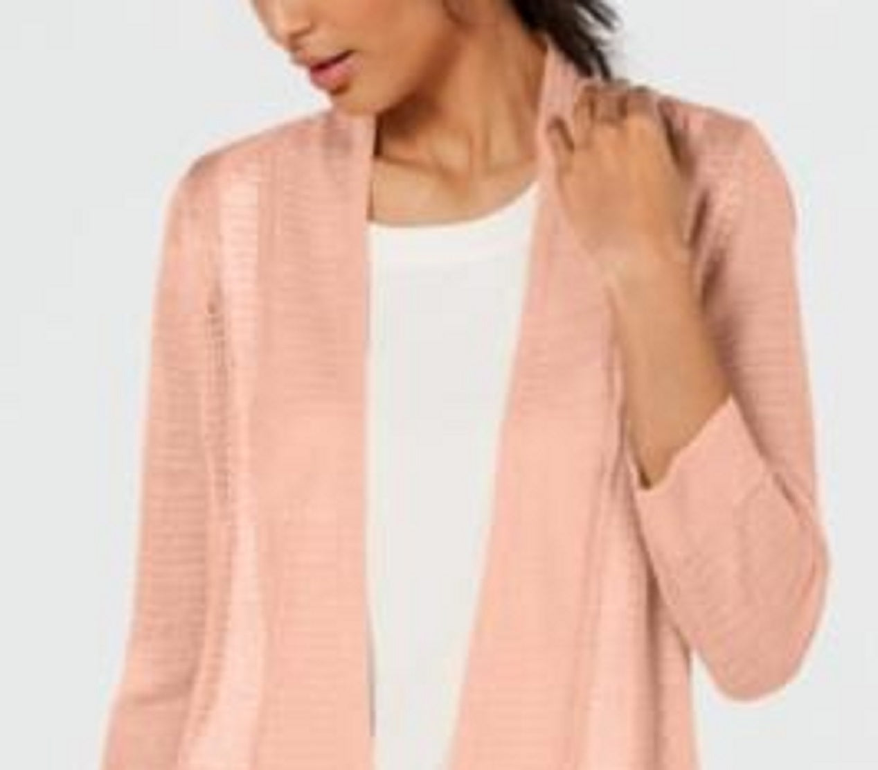 Cardigan feminino Alfani com manga comprida e abertura, laranja, tamanho grande