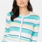Cardigan listrado feminino Charter Club azul tamanho grande