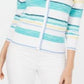 Cardigan listrado feminino Charter Club azul tamanho grande
