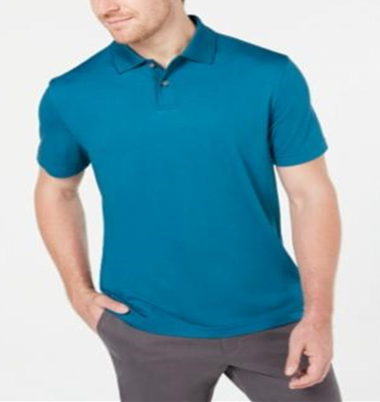 Camisa polo masculina Tasso Elba Classic Fit manga curta azul tamanho pequeno