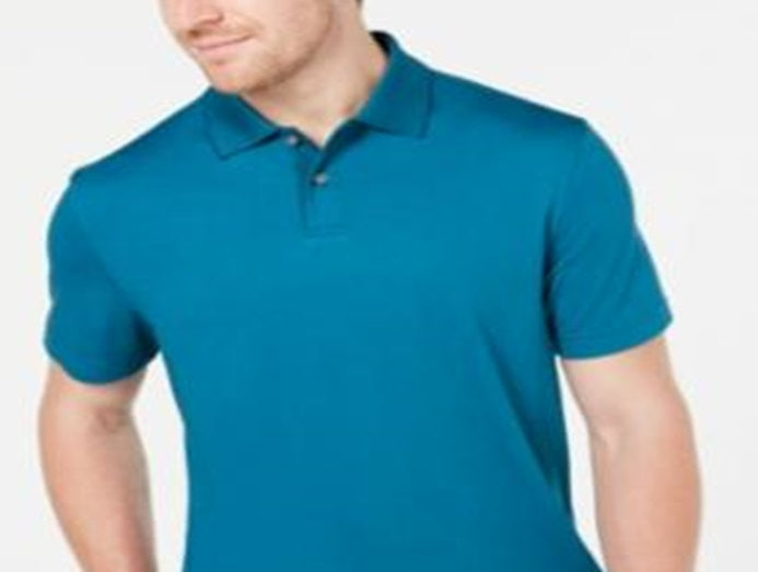 Camisa polo masculina Tasso Elba Classic Fit manga curta azul tamanho pequeno