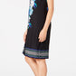 Vestido tubinho com decote em V feminino JM Collection, preto, tamanho médio