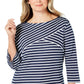 Karen Scott Blusa casual listrada plus size feminina, azul marinho, tamanho 0X