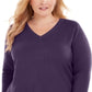 Karen Scott Suéter Feminino Plus com Gola V Luxsoft Roxo Tamanho 0X