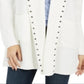 Cardigan feminino com capuz e tachas Style &amp; Co, tamanho pequeno, branco