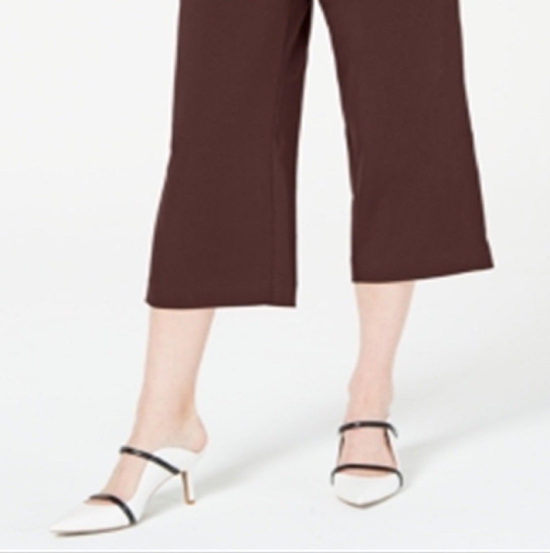 Calça curta Alfani feminina, perna larga, marrom, tamanho médio