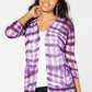 Cardigan feminino transparente com fenda tie-dye e abertura, tamanho X-G, da INC International Concepts