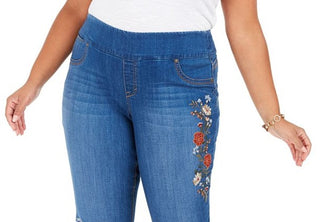 Calça jeans feminina bordada Ella da Style &amp; Co, azul, tamanho 18W