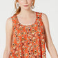 Top feminino sem mangas estampado estilo &amp; co, decote alto e baixo, vermelho, tamanho grande