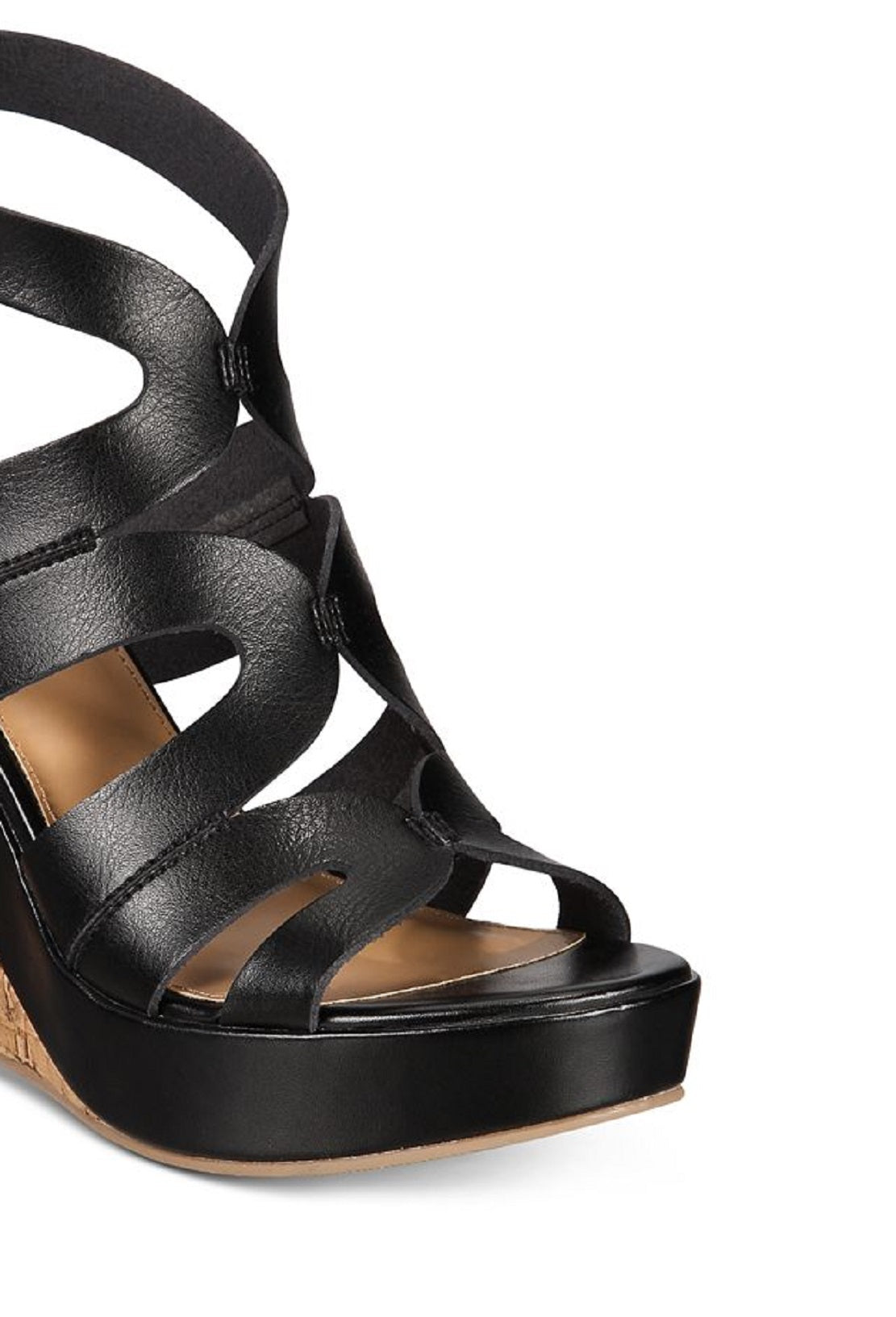 Material Girl Sandálias plataforma femininas Betssy de couro com bico aberto, casuais, pretas, tamanho 7 M