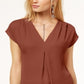 Blusa plissada feminina INC International Concepts marrom tamanho pequeno