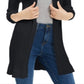 Cardigan feminino canelado aberto Maison Jules, preto, tamanho grande