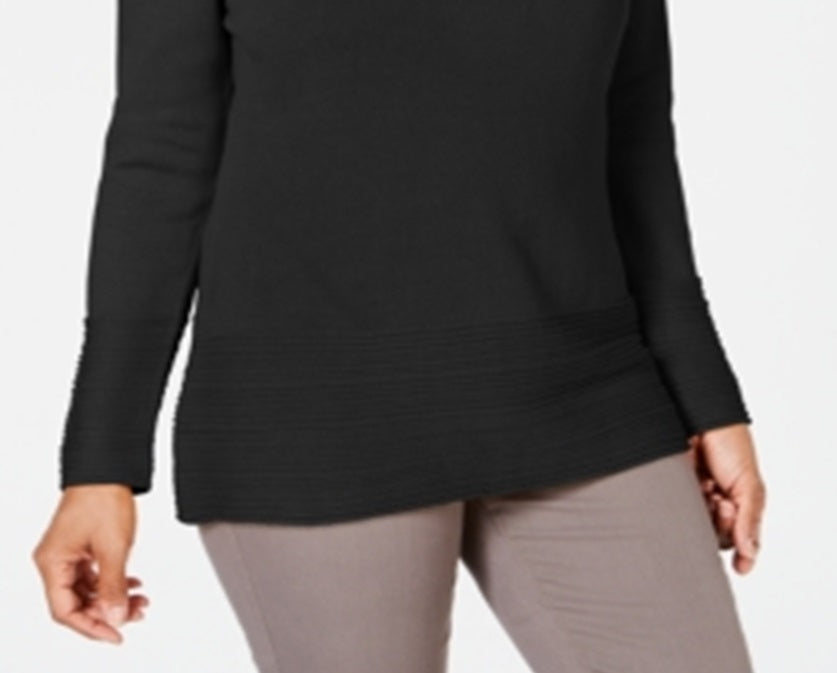 Karen Scott Suéter Feminino de Algodão com Gola Canoa Preto Tamanho XXG