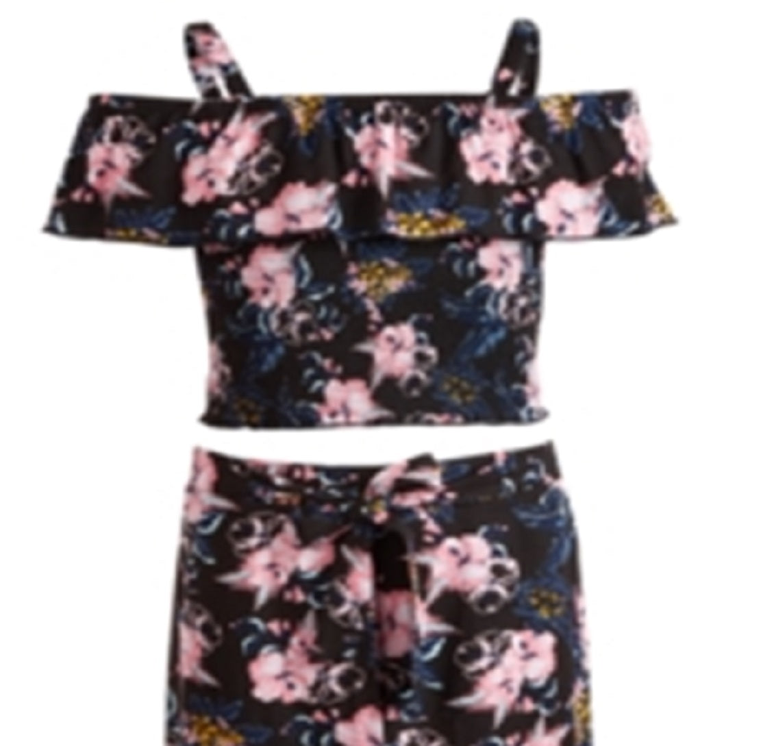 Conjunto de 2 peças de blusa com babados e saia longa Epic Threads Big Girl, preto, tamanho P