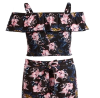 Epic Threads Big Girl's 2 Pc Ruffled Top & Maxi Skirt Set  Black Size SM