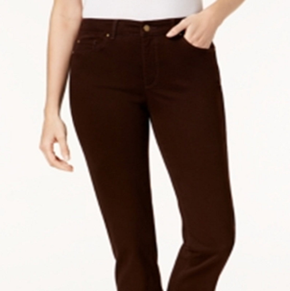 Calça jeans feminina Lexington reta, marrom, tamanho 8, Charter Club