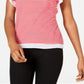 Blusa listrada com mangas esvoaçantes Maison Jules feminina, vermelha, tamanho grande