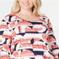 Top estampado plus size feminino JM Collection vermelho tamanho 4X