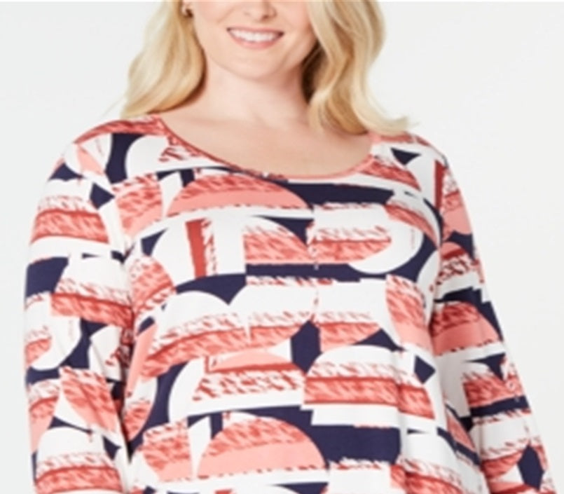 Top estampado plus size feminino JM Collection vermelho tamanho 4X