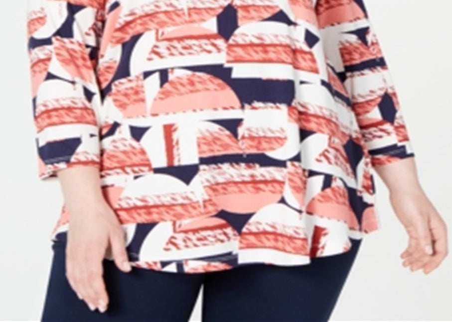 Top estampado plus size feminino JM Collection vermelho tamanho 4X