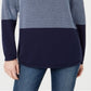 Karen Scott Suéter Feminino de Algodão Colorblock Azul Tamanho Pequeno Médio