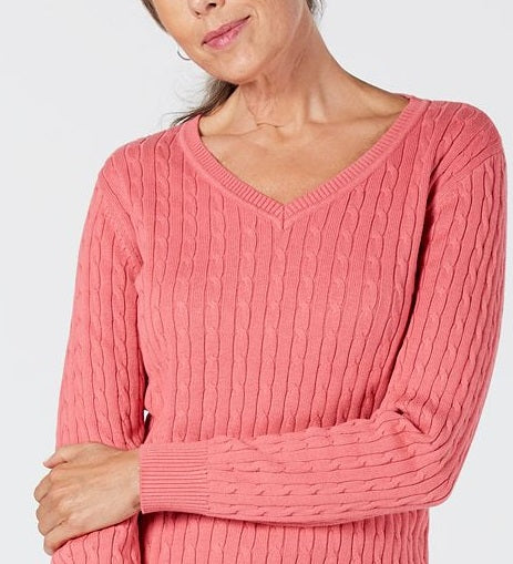Karen Scott Suéter Feminino de Tricô Liso com Gola V Rosa Tamanho XXG
