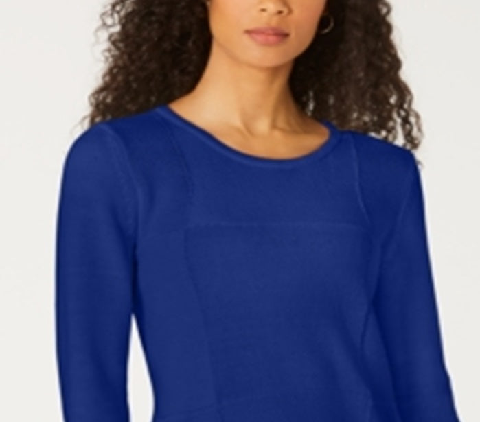 Karen Scott Suéter Feminino Patchwork Stitch Azul Tamanho XXG