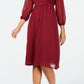 Vestido de noite feminino Alfani com manga comprida, decote em V e bainha MIDI, vermelho, tamanho 12