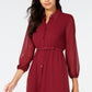 Vestido de noite feminino Alfani com manga comprida, decote em V e bainha MIDI, vermelho, tamanho 12