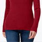 Karen Scott Blusa feminina de algodão canelado com gola alta, vermelha, tamanho extragrande