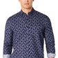 Camisa masculina de veludo cotelê com estampa paisley e botões Club Room, azul, tamanho médio