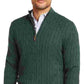 Suéter masculino Pima Cable Quarter Zip Verde Tamanho Grande