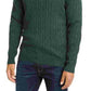 Suéter masculino Pima Cable Quarter Zip Verde Tamanho Grande