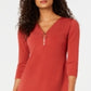 Vestido feminino com decote em V e zíper JM Collection, vermelho, tamanho XS
