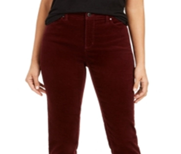 Calça de veludo cotelê Lexington Tummy Control feminina Charter Club, vermelha, tamanho 16X3