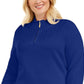 Karen Scott Suéter Feminino Plus Cotton com Zíper 1/4 e Gola Simulada Azul Tamanho 0X