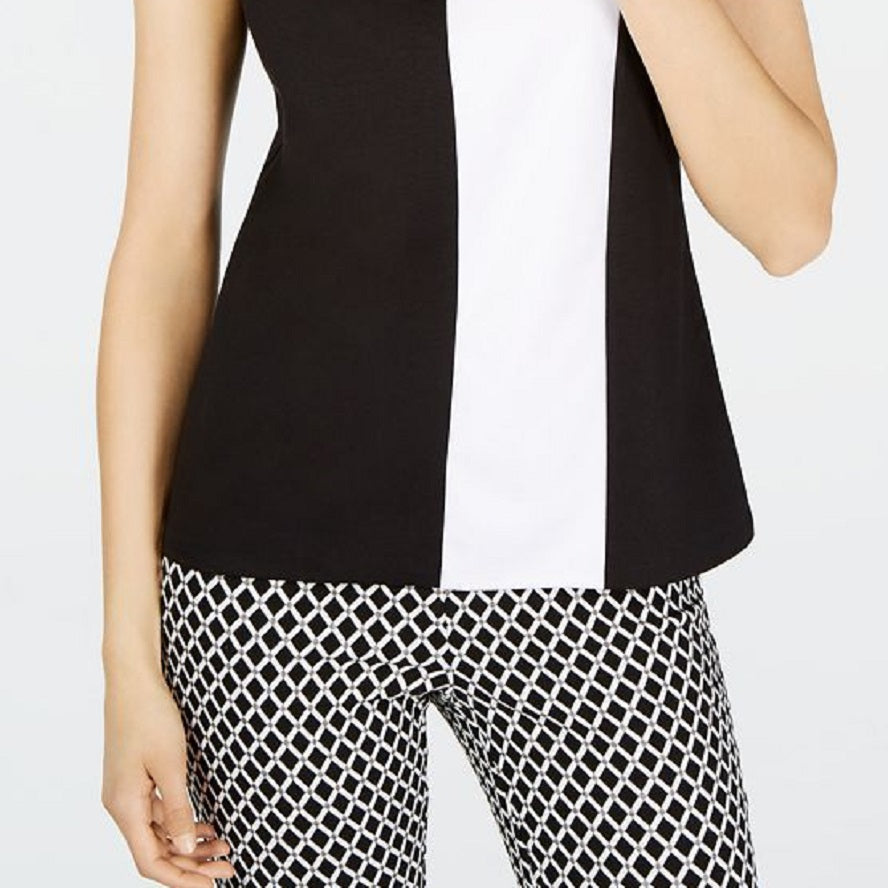 Blusa feminina colorblock da INC International Concepts, preta, tamanho XX-G