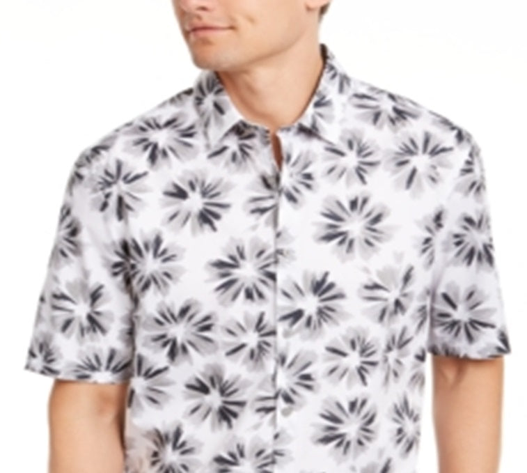 Camisa estampada masculina Alfani branca tamanho médio
