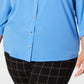 Camisa feminina Charter Club Plus com botões frontais, azul, tamanho 2X