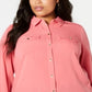 Camisa feminina Charter Club Plus com botões frontais, rosa, tamanho 4X
