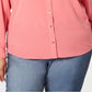 Camisa feminina Charter Club Plus com botões frontais, rosa, tamanho 4X