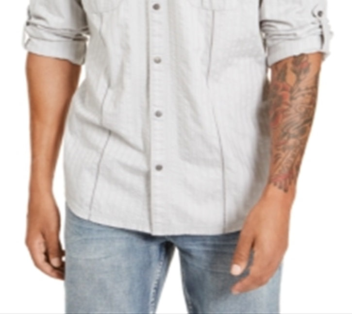 Camisa utilitária texturizada masculina INC International Concepts, cinza, tamanho pequeno