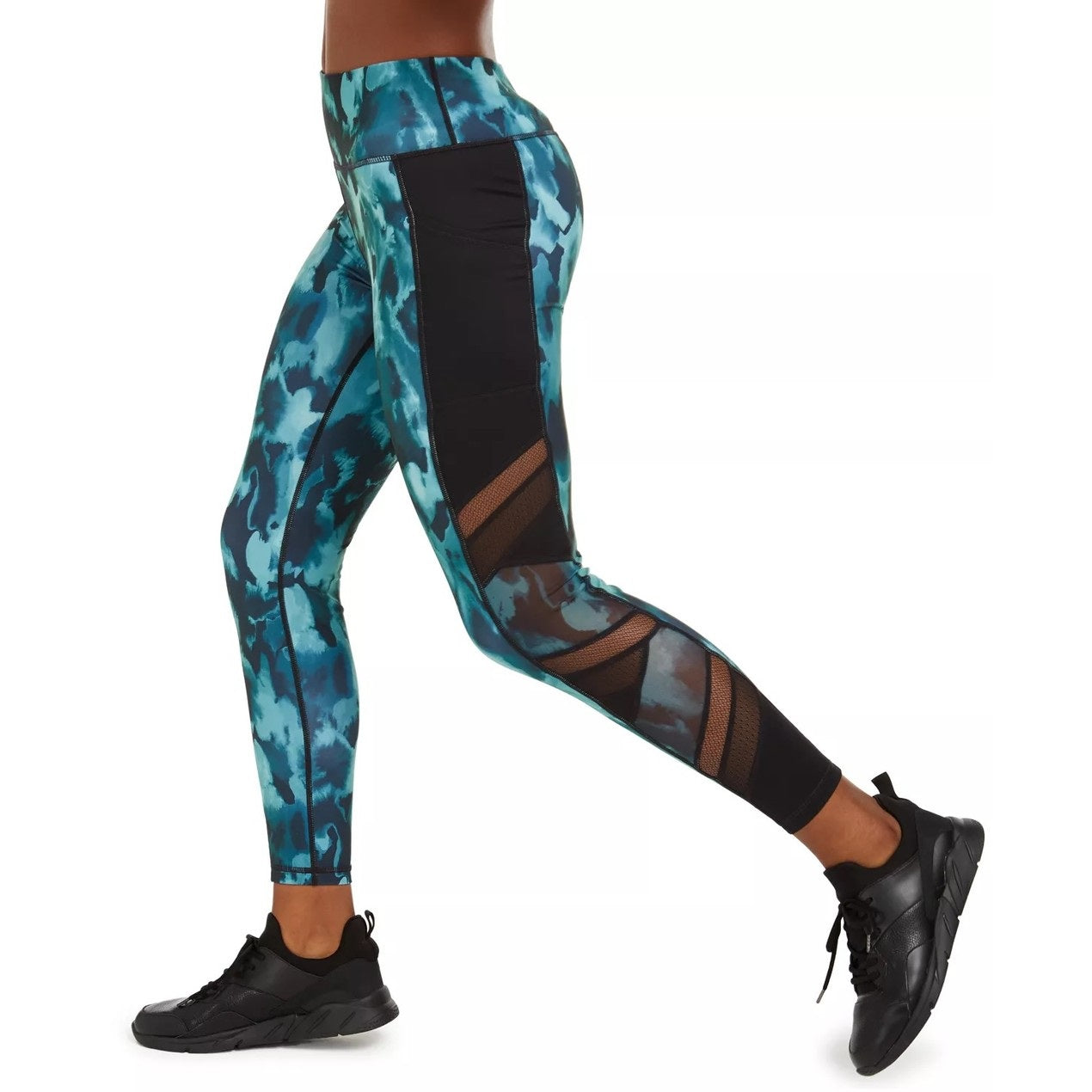 Leggings Ideologia Abstract Camo Mesh-Trim Azul Tamanho Pequeno