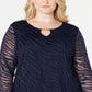 Túnica feminina plus size burnout azul, tamanho 2X, da coleção JM