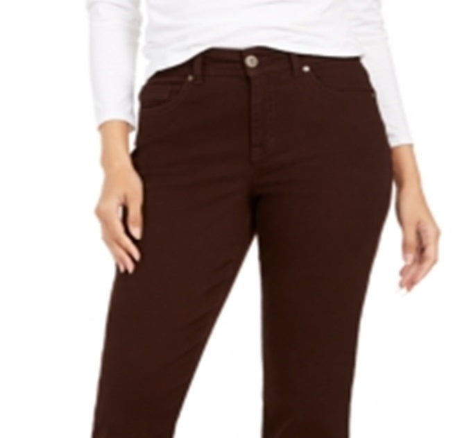 Calça jeans feminina Curvy Fit com perna reta, estilo &amp; Co, marrom, tamanho 14