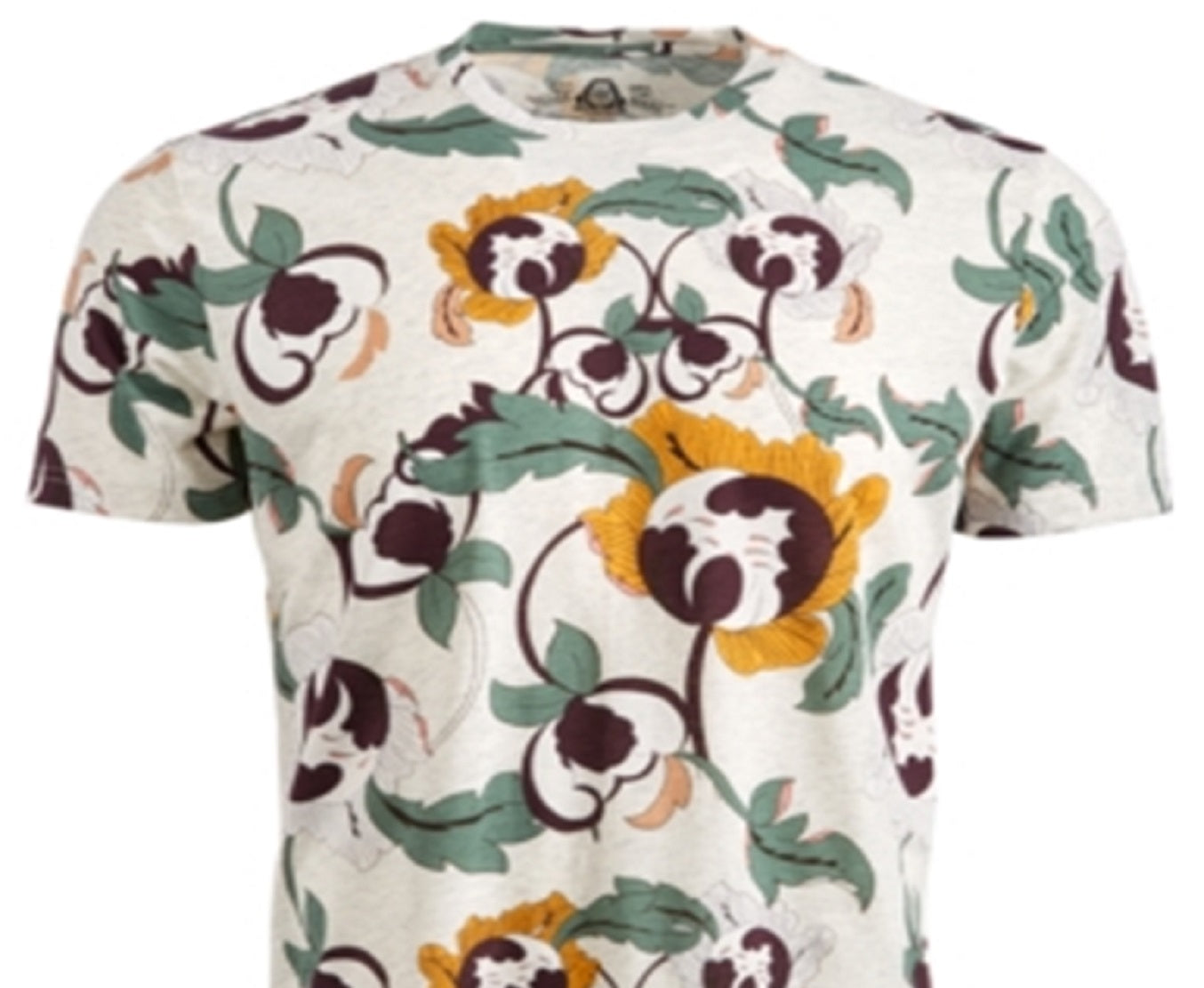 Camiseta masculina American Rag com estampa floral e gola redonda, marrom, tamanho XXG
