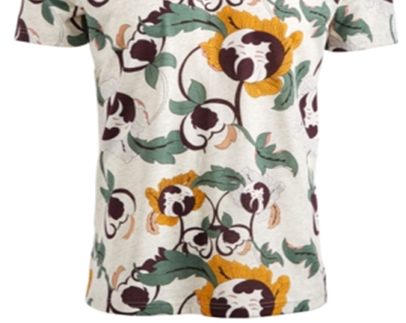 Camiseta masculina American Rag com estampa floral e gola redonda, marrom, tamanho XXG