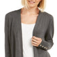 Cardigan feminino Charter Club com frente aberta, cinza, tamanho médio