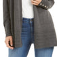 Cardigan feminino Charter Club com frente aberta, cinza, tamanho médio