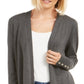 Cardigan feminino Charter Club com frente aberta, cinza, tamanho extragrande